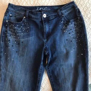 **SALE** INC Denim Jeans Bejeweled Stretchy/ Curvy